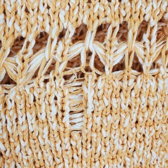 Free People Coconut Loose Weave Sandy Combo Knit Pullover Off Shoulder Hi Low - Picture 8 of 12